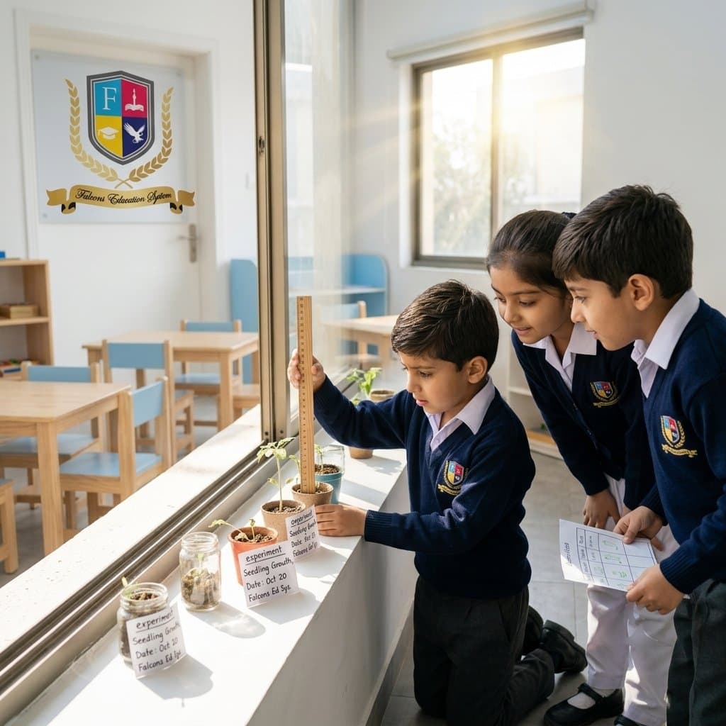 Class 3 students doing a science experiment