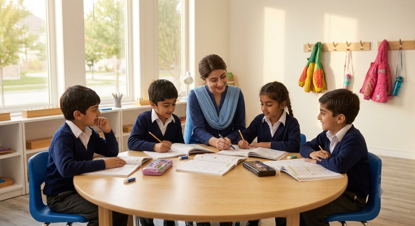 Students in a spoken English and computer class